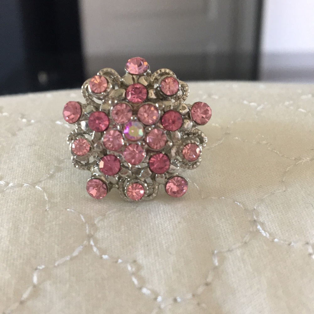 Pink stone cluster ring